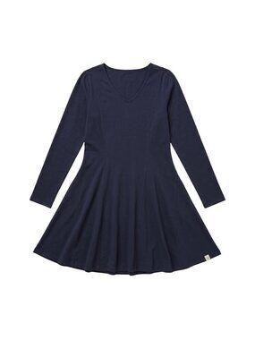 NWT | Navy Blue V-Neck Long Sleeve Fit-and-Flare Midi Dress | Medium